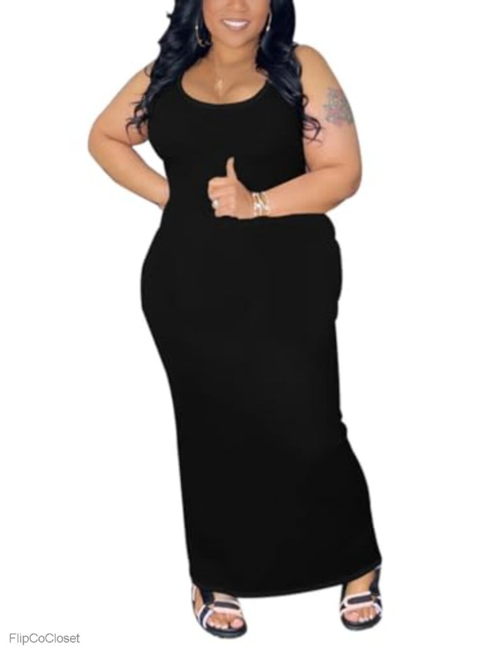 Plus Size Sleeveless Bodycon Maxi Dress Sexy Tank Dress Stretchy